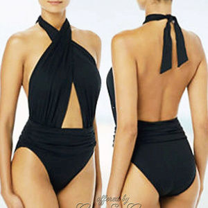 Riviera Solids Plunge Wrap Cabana Monokini